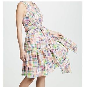 RACHEL ANTONOFF Plaid Picnic Pink Wrap Dress